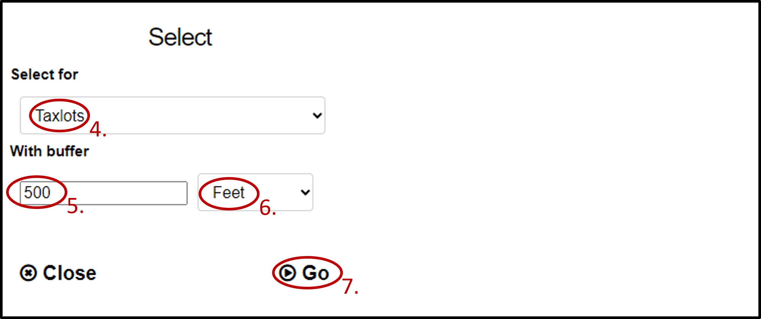 The buffer tool, showing the various parameters that the user can change.